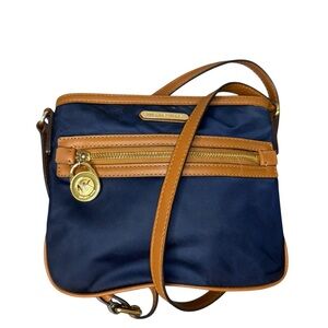 Michael Michael Kors Navy and Tan Crossbody Bag